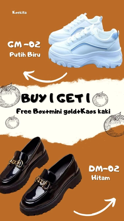 Koekita - Buy 1 Get 1 Sepatu Kets Sneakers Wanita GM-02 & DM-002