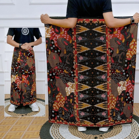 Batik Alfin - Sarung batik pria dewasa motif sekar jagat free peci rajut putih bagus banget