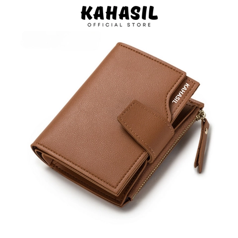 KAHASIL - Dompet Lipat Wanita Pendek Bahan Kulit PU Leather KHDP47