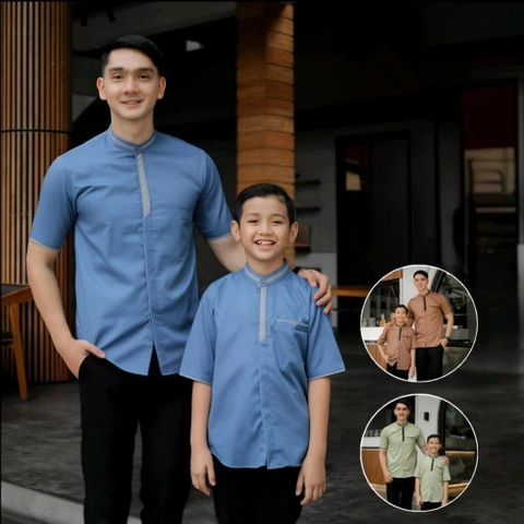 Kois Batik - Baju koko coupel muslim ayah dan anak kekinian simpel modern casual motif bima