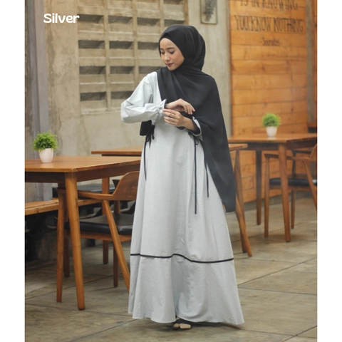 Hazirah Id - Ghaisani Dress Gamis Simpel Cantik Triji Serat Kayu Bisa Couple