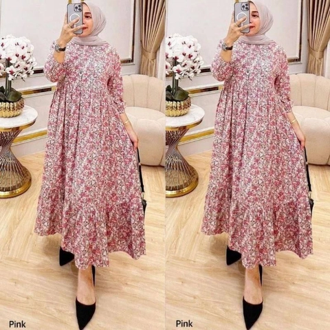 Batik Alfin - Baju wanita cantik midi dress rose model kekinian terbaru
