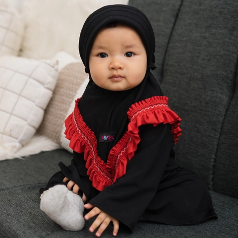 Kakakeyza official - Gamis bayi hijab segitiga renda untuk usia anak 0 sd 12 bulan