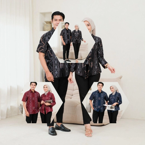 Khisna collection - Atasan Batik Coupel Kerja Kantor Hem dan Blouse Bisa Dipisah Model Kebaya motif clasik
