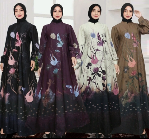Celin Fashion [TA] - Gamis ghanimi motif bunga