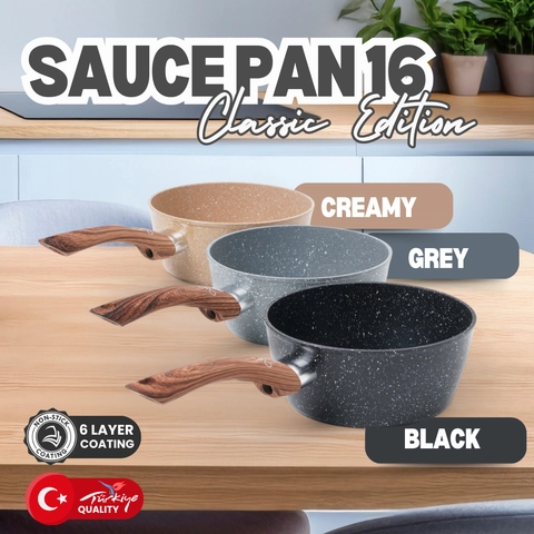 Pero Indonesia - Pero Ruby Sauce Pan 16cm Biogranite with Wooden Handle Saucepan Milkpan16cm