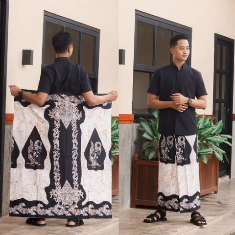 Kois Batik - Sarung dewasa santri warna putih hitam bagus banget