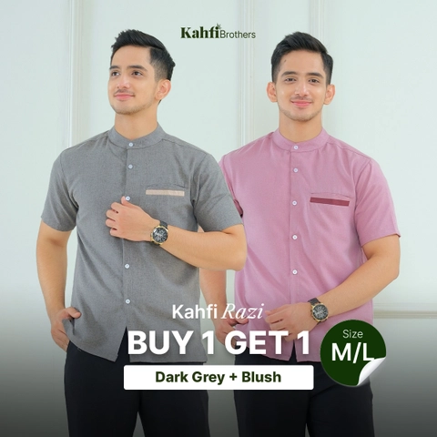 B1G1 - Koko Pria Katun Madinah - RAZI Dark Grey Blush M/L