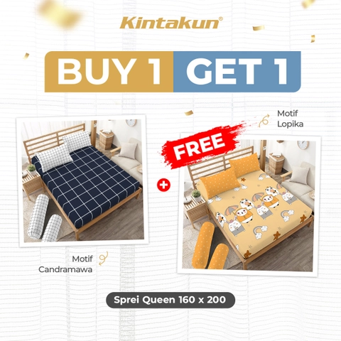 Kintakun - BUY 1 GET 1 Kintakun Sprei Dluxe 120/160/180 FREE Sprei Minimalis Flower