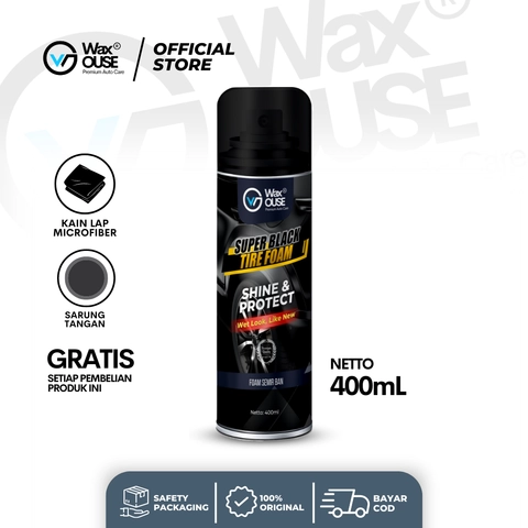 Waxouse Super Black Tire Foam Semir Ban Mobil dan Motor Instant Pengkilap Ban Mobil Motor
