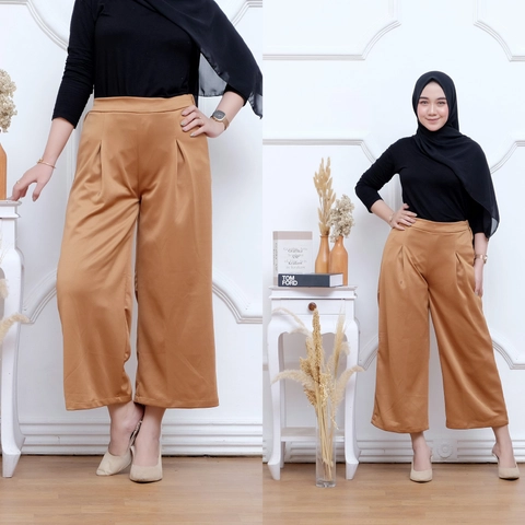 Amha Collection - KULOT SCUBA WANITA DEWASA POLOS MOCCA