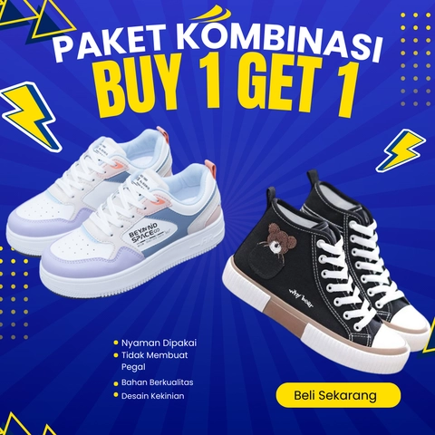 Koekita - Paket Kombinasi Buy 1 Get 1 Sepatu Kets Sneakers Wanita Beyound Space & WB-01