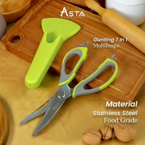 Asta Homeware Official - Asta Gunting Dapur Stainless Steel Serbaguna 7in1 Multifungsi