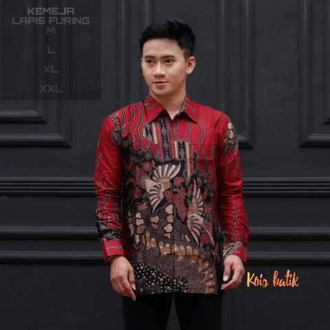 Kois Batik - Kemejan batik dewasa lapis furing merahkombinasi