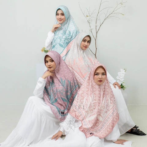Sakura Baru X Willofi - Hijab Instan Sublim Motif Aster Pad Instan Syari Premium Daily Bergo