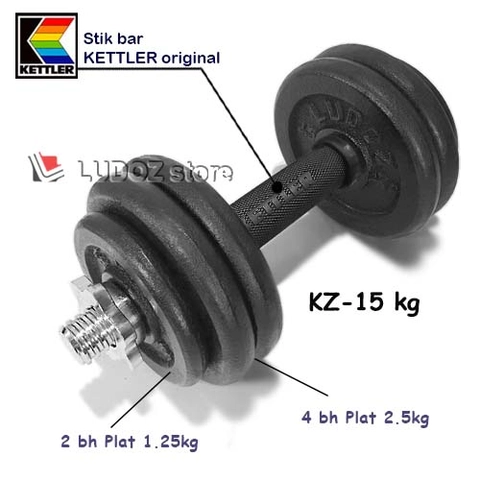 LUDOZ Store - Dumbbell Set dumbell KZ 15kg stick KETTLER grip karet barbel stik paket barbell dambel