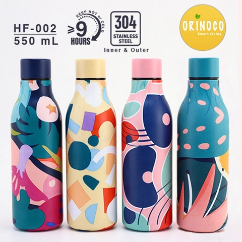 Houroffer Trendy Colorful Flask 580 ML Tumbler Full Printing HF-002 Anti Bocor Hot & Cold 9 Jam