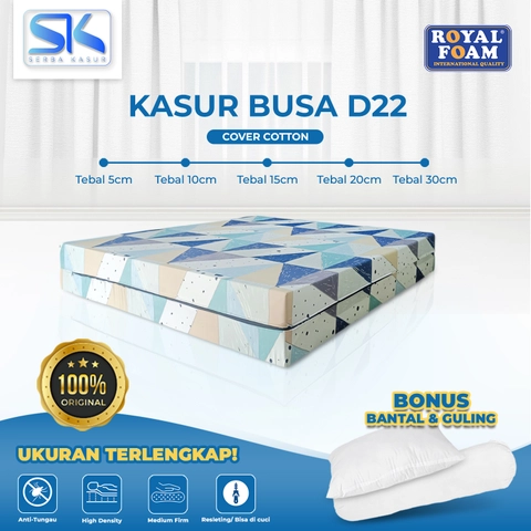 SERBA KASUR - Kasur Busa ROYAL FOAM Cover Katun Density 22 Garansi 15 Tahun