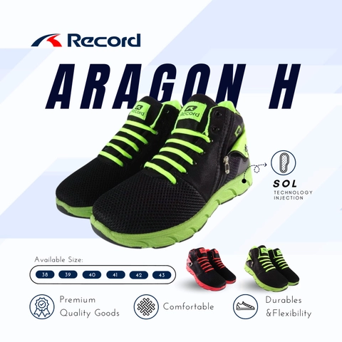 RECORD ARAGON (High) I Sepatu Sneaker I Sepatu Sport I Sepatu Sekolah Pria - Size L (38-43)