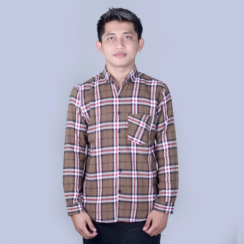 MALLVOSE - Kemeja Flanel Pria Lengan Panjang Flanel KF06 Motif Kotak Terbaru