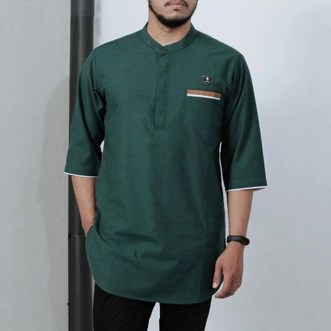 Al liwa official - KOKO KURTA LENGAN 3/4 BERKUALITAS WARNA HIJAU EMERALD UKUTAN M L XL