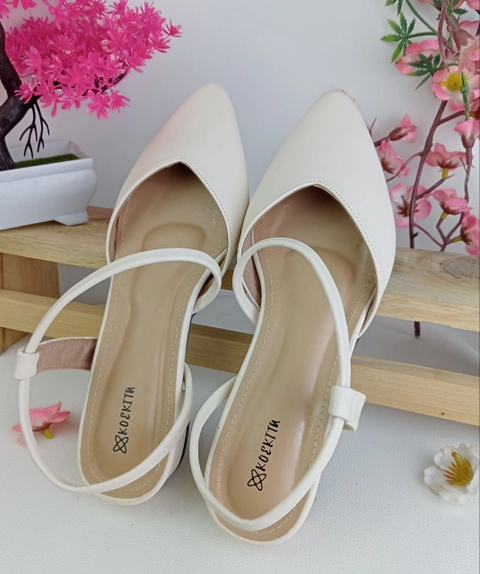 Koekita - Sandal Selop Hels Wanita 3 cm Felysa-01 Cream