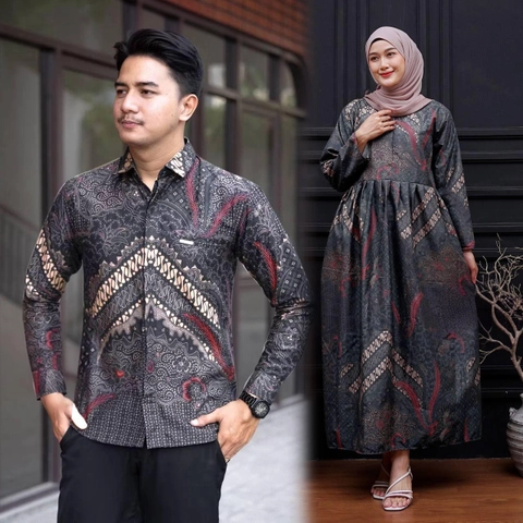 Batik Mafaza - Batik coupel batim kembar kemeja dan gamis modern premium allsize standar jumbo motif sandro cerah