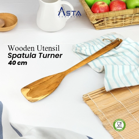 Asta Homeware Official - Asta Spatula Kayu Jati Sodet / Sutil Goreng Gagang Panjang Anti Panas 40 cm