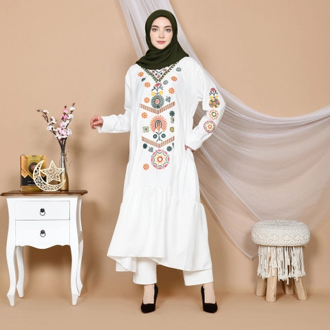 Jembar - Gamis Midi Dress Muslimah Motif Bordir Jumbo Premium