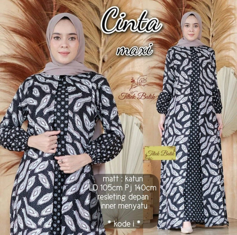 Batik Alfin - Gamis batik wanita muslim motif Bulu hitam model kekinian gamis wanita