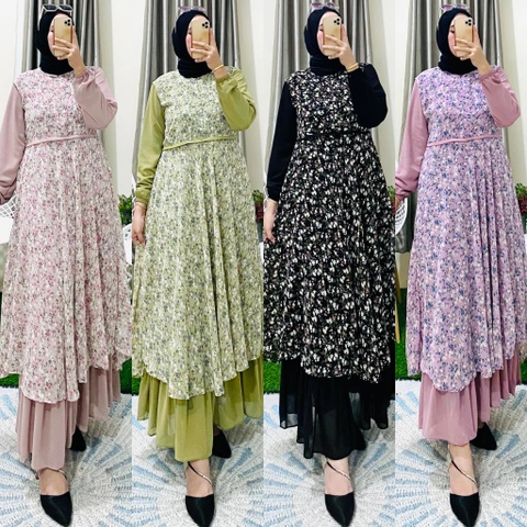 Celin Fashion [TA] - Gamis akilah motif bunga