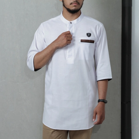 Al liwa official - KOKO KURTA AL-LIWA LENGAN 3/4 BERKUALITAS WARNA PUTIH UKUTAN M L XL