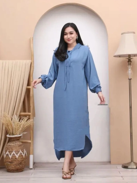 MEQA DAILY - MEGA DAILY - Hoodie Yesha Midi Dress Wanita