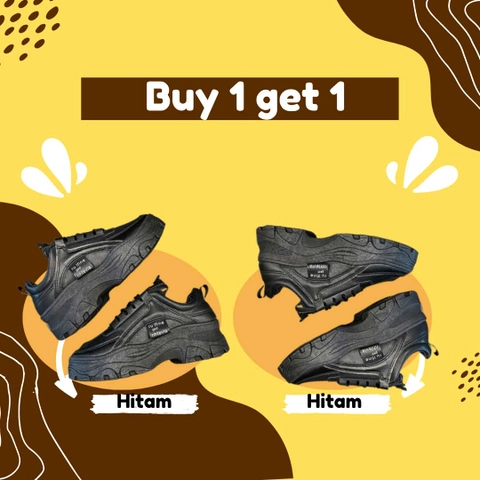 Koekita - Buy 1 Get 1 Sepatu Kets Sneakers Wanita Sport Nhtevia GM-01-Hitam