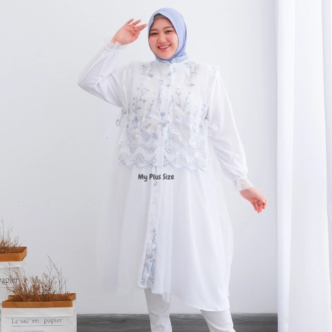 My Plus Size - Long tunik Vest Tile Brukat Jumbo Wanita 3946 Ld 125 cm / 135 cm & 150 cm / Tunik Eid Series Jumbo W