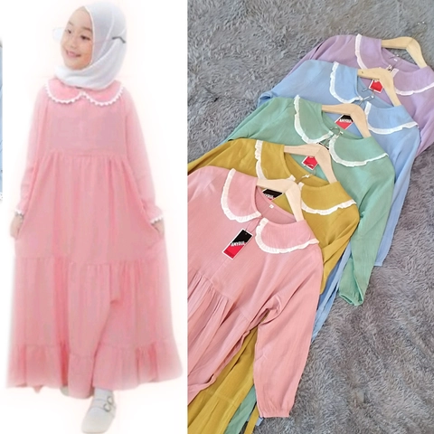 Amha Collection - GAMIS ANAK PEREMPUAN TANGGUNG CRINKLE RESLETING