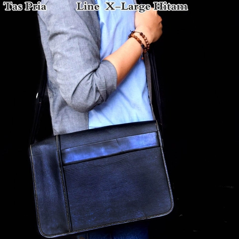 Lanc Fashion - Tas sling bag Kasual selempang Pria Oscar Jumbo Line Black