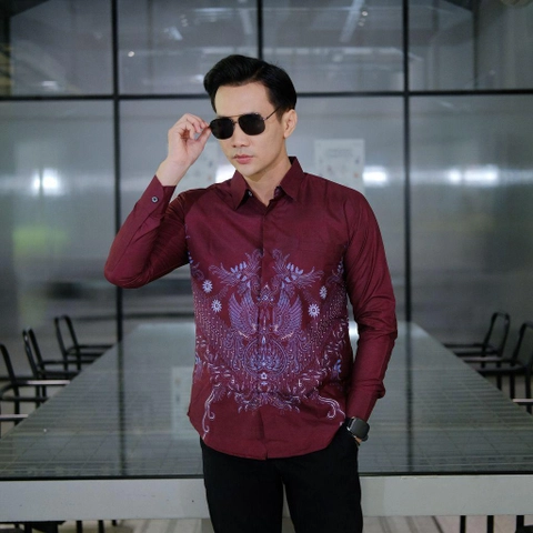 Juragan Kurta - Kemeja Batik Pria Dewasa Terbaru Modern Simpel Motif wonosari maron