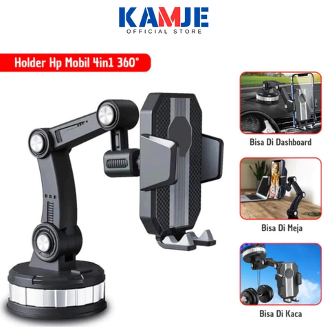 KAMJE Stand Phone Holder Dudukan Hp Handphone Mobil Meja Dashboard 4in1 Universal 360 Derajat KMJ160