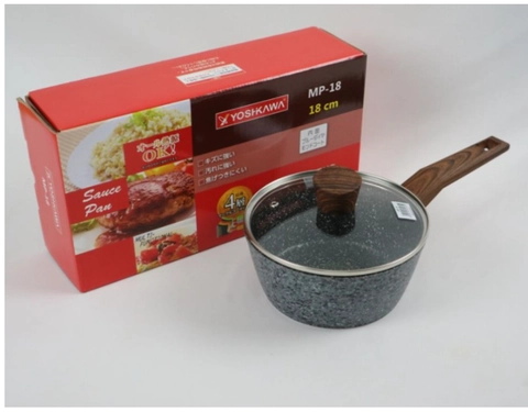 UTAMAMEGA - Yoshikawa MP18 Marble Panci + Tutup kaca [Sauce Pan] Ukuran 18Cm