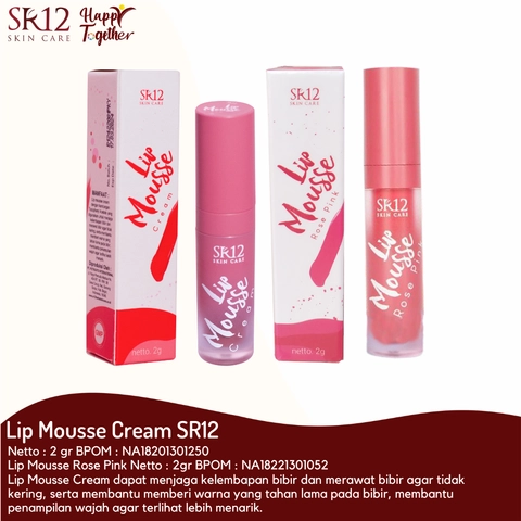 SR12 Lipmousse Rosepink Warna Merah Fresh Tahan Luntur
