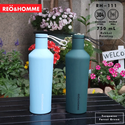 Reo&Homme Botol Minum Stainless Steel RH-111 Rubber Printing Vacum Flask 750 ML Tahan Panas & Dingin
