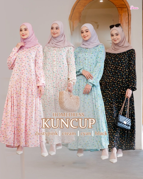 Dzeera - KUNCUP HOMEDRESS / gamis wanita muslimah motif bunga bahan rayon