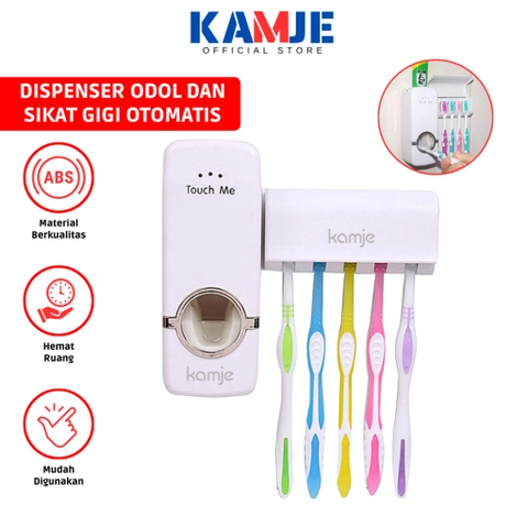 KAMJE Dispenser Pasta Gigi Odol Tempat Sikat Gigi Tempat Penyimpanan Kamar Mandi KMJ066