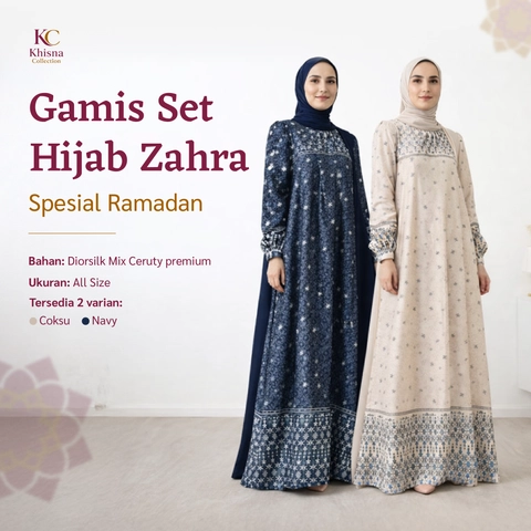 Khisna collection - Gamis set hijab Zahra bestseller limitededition terbaru wanita kekinian