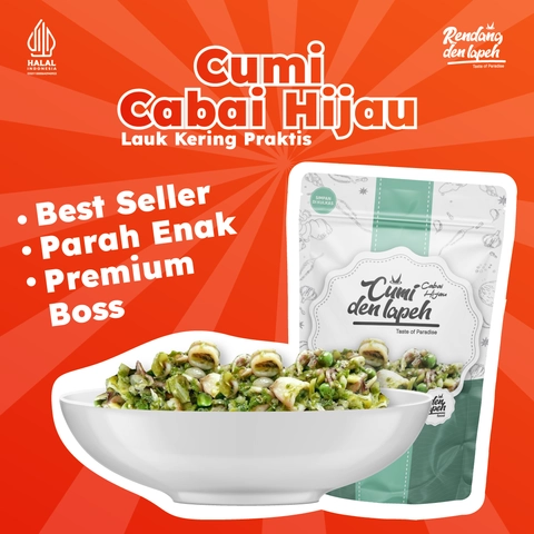 Rendang Den Lapeh - Cumi Cabai Hijau Lauk Praktis Siap Saji Premium