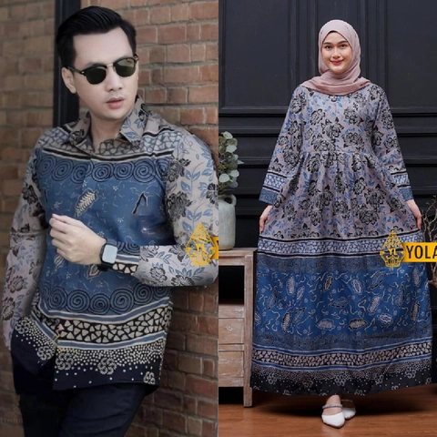 Kois Batik - Batik couplen kemeja dan gamis boleh dipisah motif yola