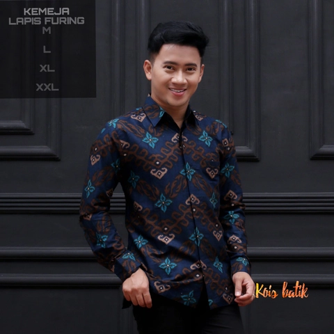 Kois Batik - Kemejan batik lapis furing biruhitam bagus