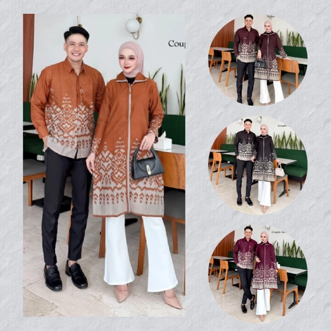 Kois Batik - Baju atasan batik coupel pasangan tunik kemeja bisa dipisah motif aena