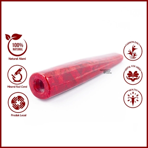 CENTRAL GROSIR GEMSTONE - Pipa Marjan Asli Batu Red Coral Model Gading